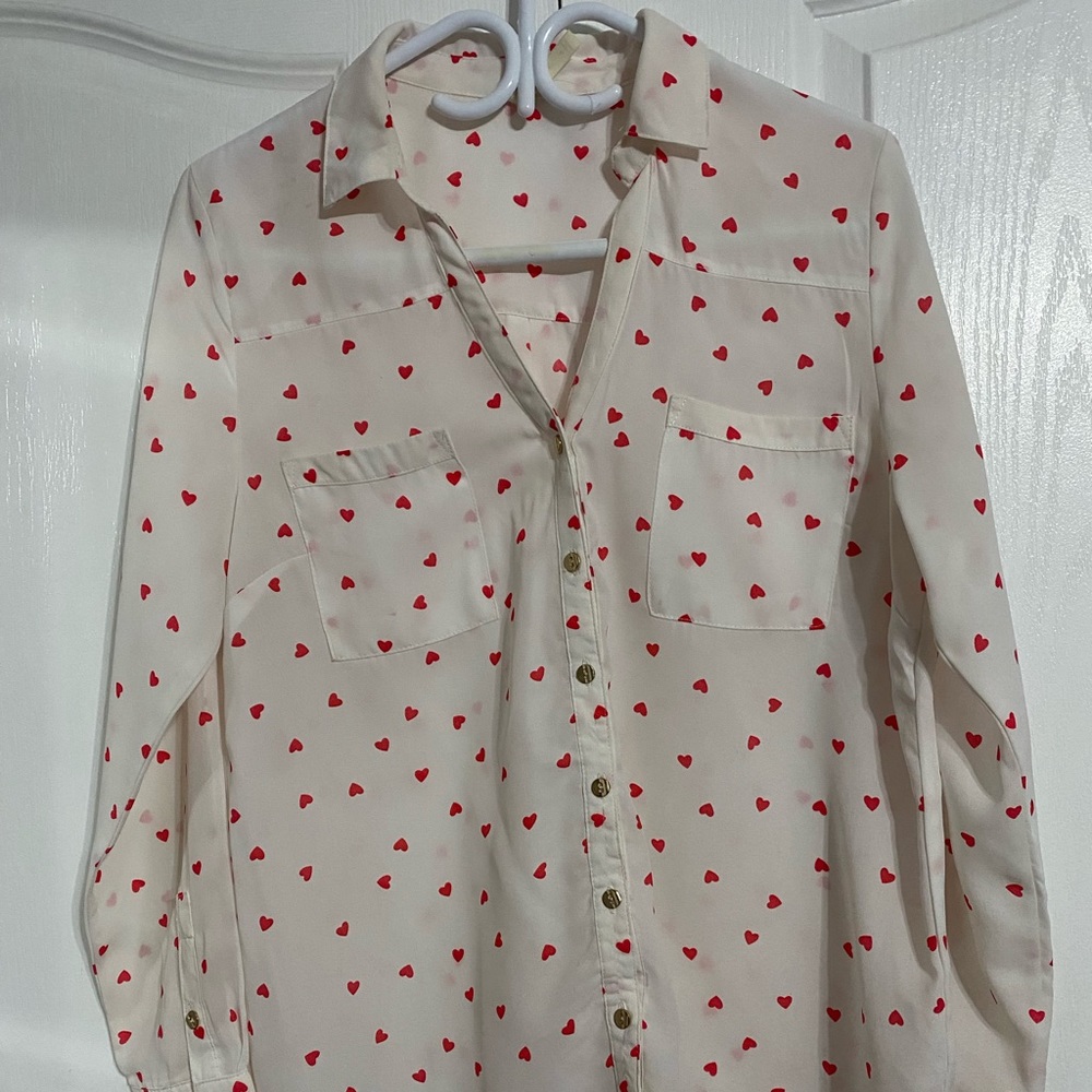 Red and white shirt blouse
